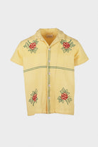 Harago - Cross Stitch Floral Short Sleeve Shirt - Yellow - Canoe Club