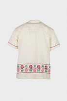 Harago - Floral Cross Stitch Short Sleeve Shirt - Off White - Canoe Club