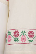 Harago - Floral Cross Stitch Short Sleeve Shirt - Off White - Canoe Club
