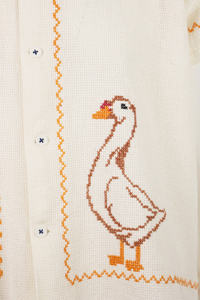 Harago - Duck Cross Stitch Shirt - Off White - Canoe Club