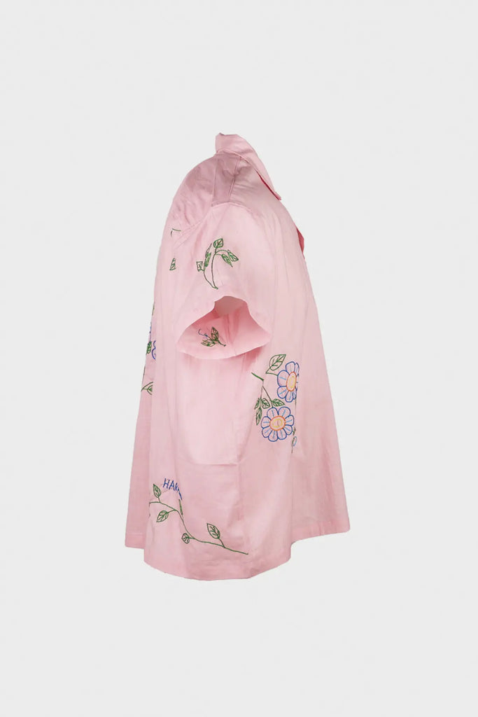 Harago - Embroidered Short Sleeve Shirt - Pink - Canoe Club