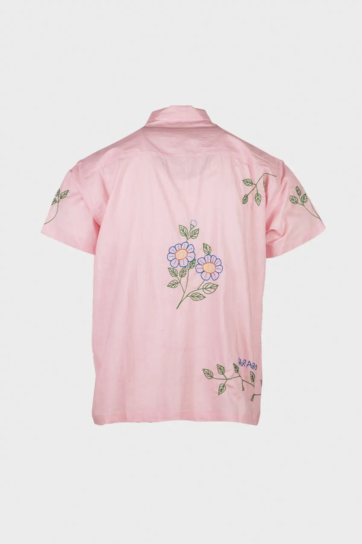 Harago - Embroidered Short Sleeve Shirt - Pink - Canoe Club