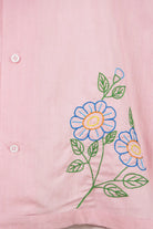 Harago - Embroidered Short Sleeve Shirt - Pink - Canoe Club