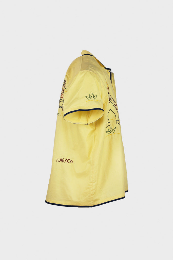 Harago - Embroidered Short Sleeve Shirt - Yellow - Canoe Club