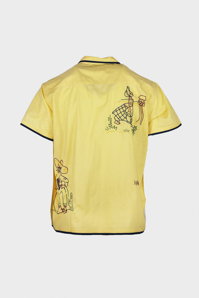 Harago - Embroidered Short Sleeve Shirt - Yellow - Canoe Club