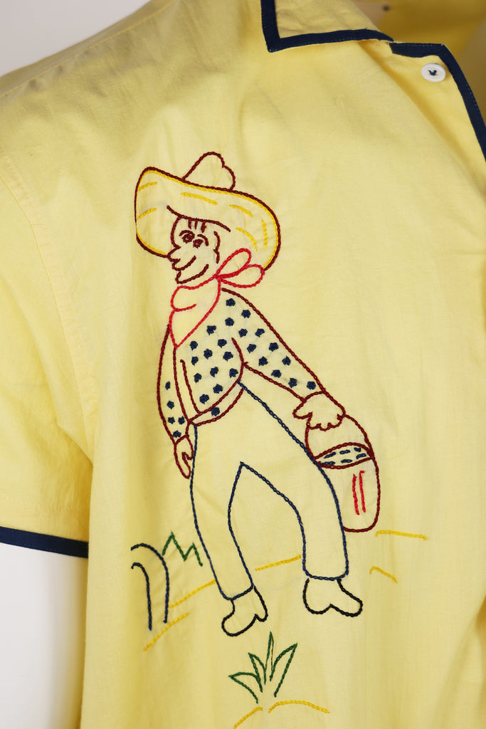 Harago - Embroidered Short Sleeve Shirt - Yellow - Canoe Club