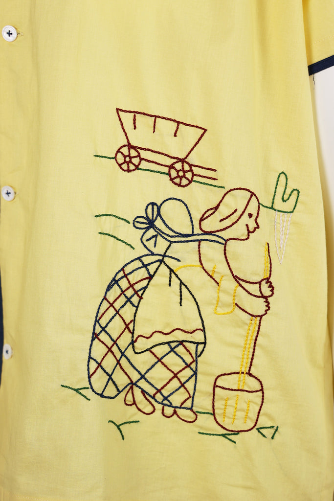 Harago - Embroidered Short Sleeve Shirt - Yellow - Canoe Club