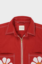 Harago - Flower Applique Zipper Jacket - Red - Canoe Club