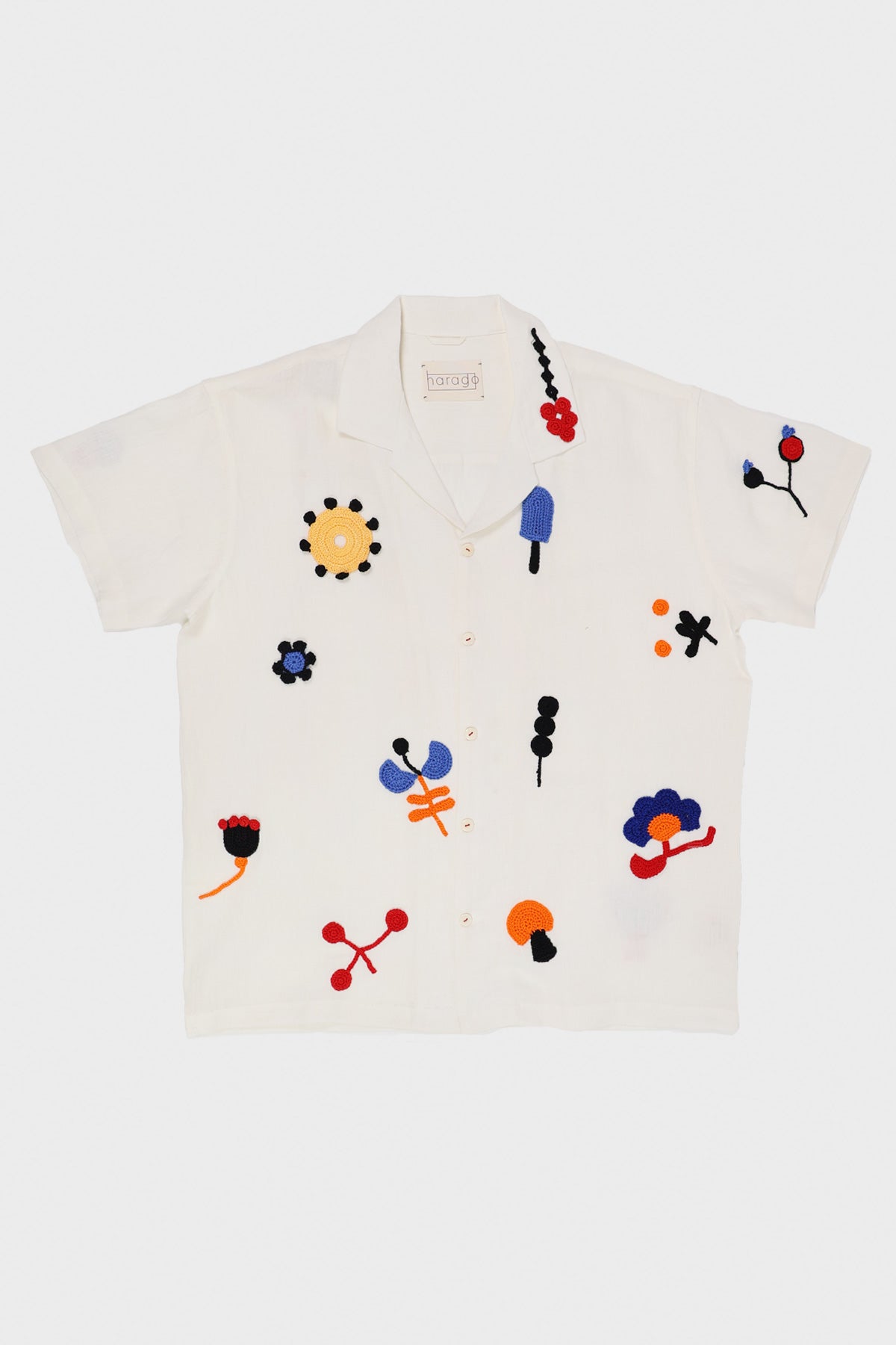 Harago - Flower Crochet Applique Shirt - White - Canoe Club