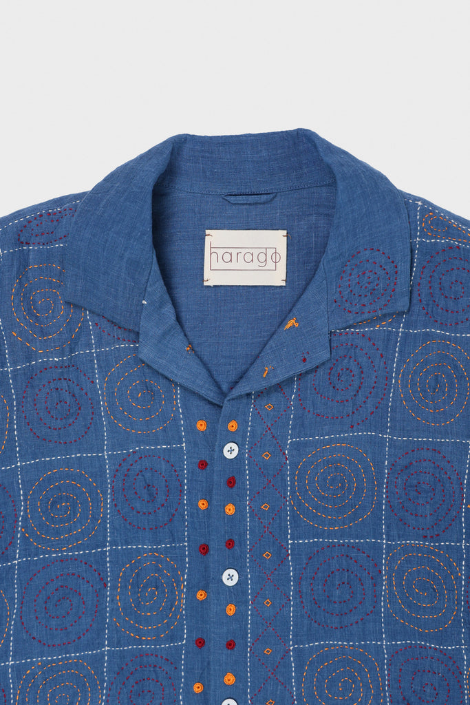 Harago - Jalebi Embroidered Shirt - Indigo - Canoe Club