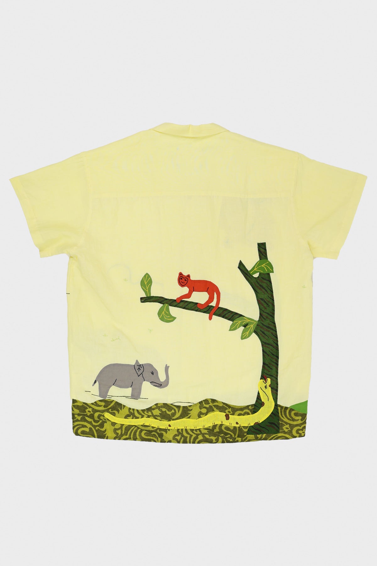 Harago - Jungle Scene Applique Shirt - Lime Green - Canoe Club