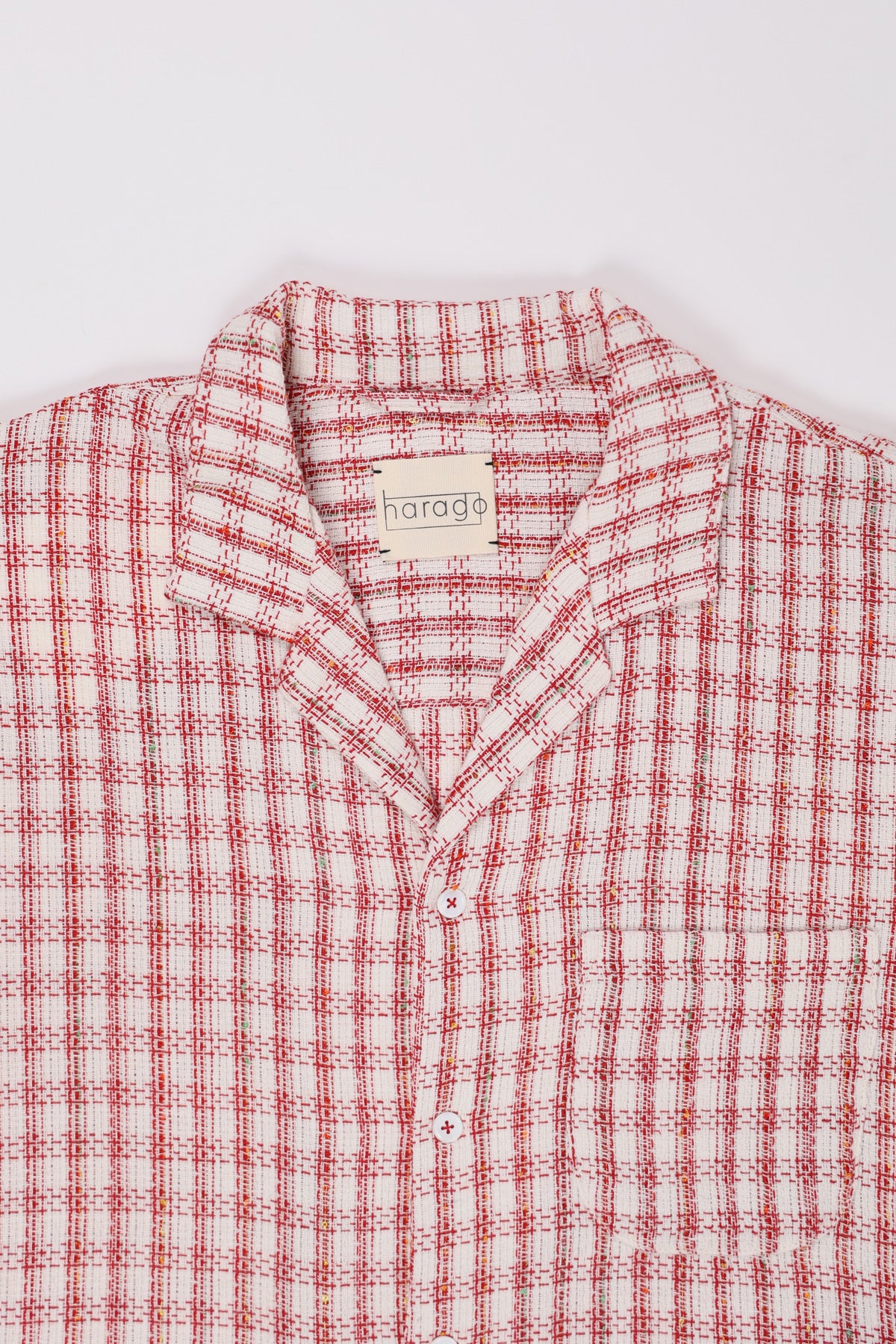 Harago - Textured Cotton Shirt - Red/White - Canoe Club