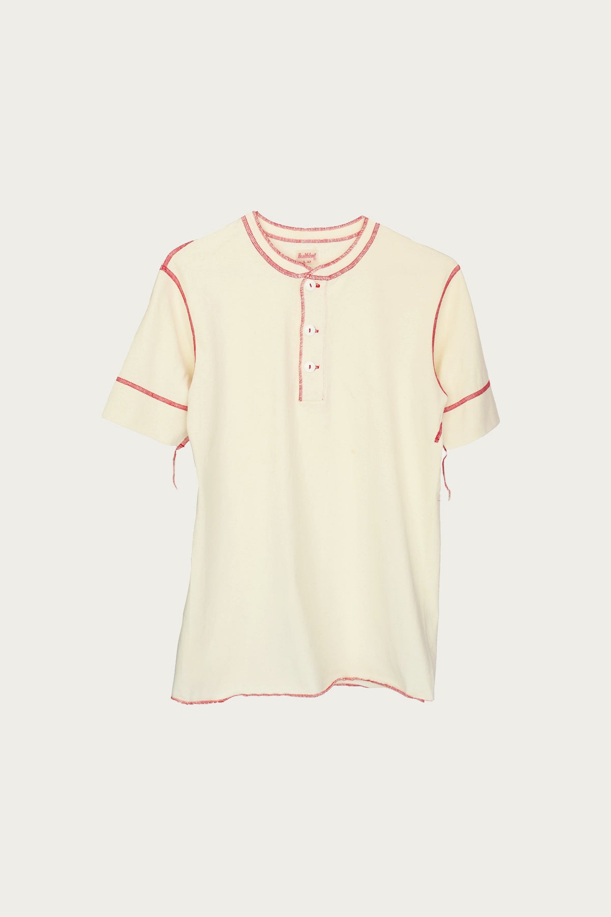 Healthknit - 70's L/S Henley - Natural x Red Stitch - Canoe Club