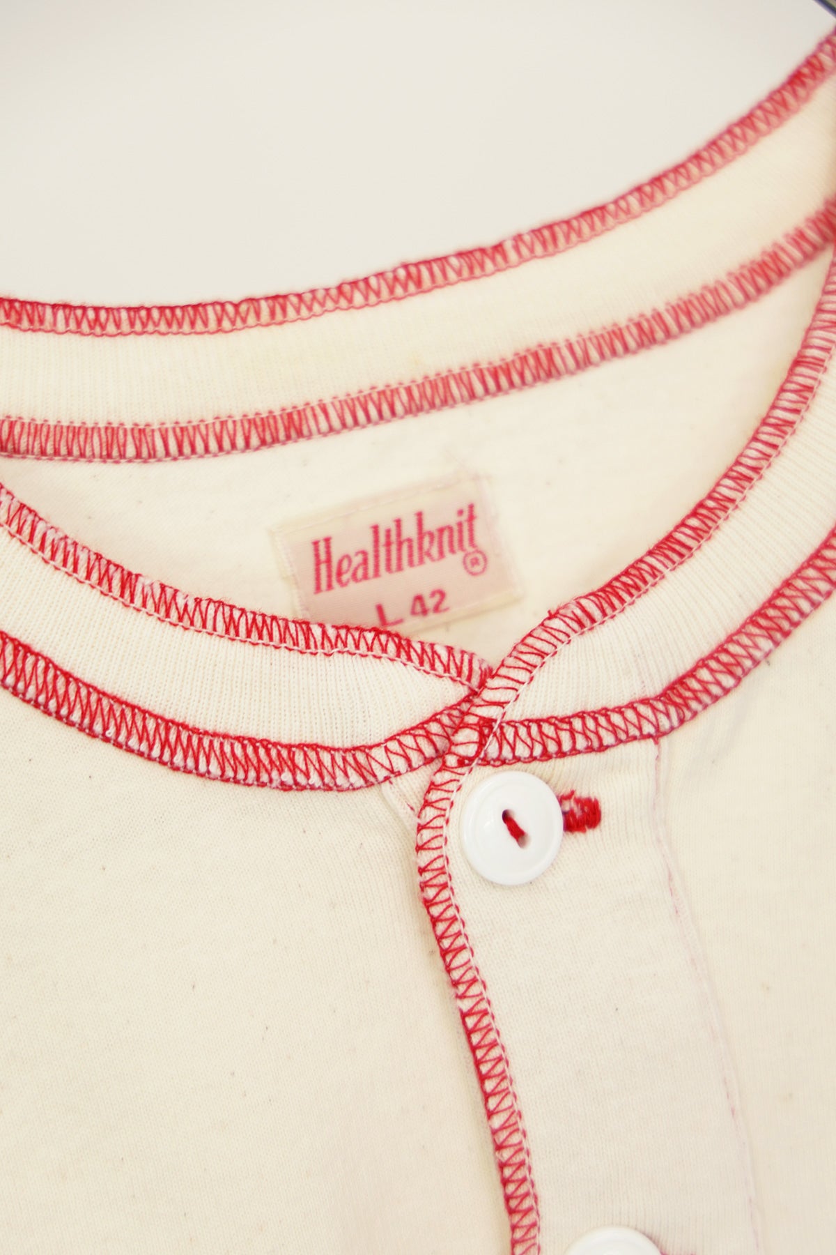 Healthknit - 70's L/S Henley - Natural x Red Stitch - Canoe Club