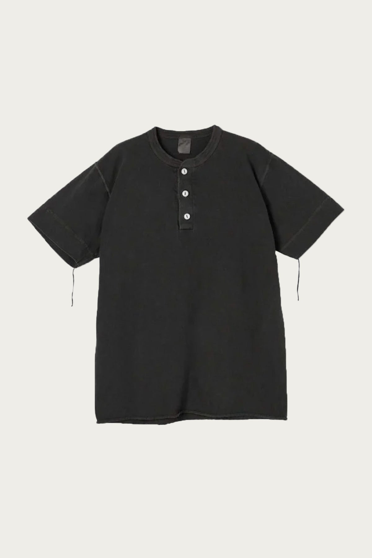 Healthknit - Garment Pigment Dye S/S Henley - Black - Canoe Club