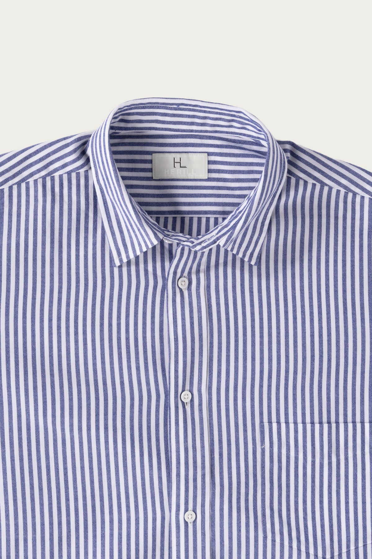 Herill - Cotton Oxford Regular Collar Shirt - Sax Stripe - Canoe Club