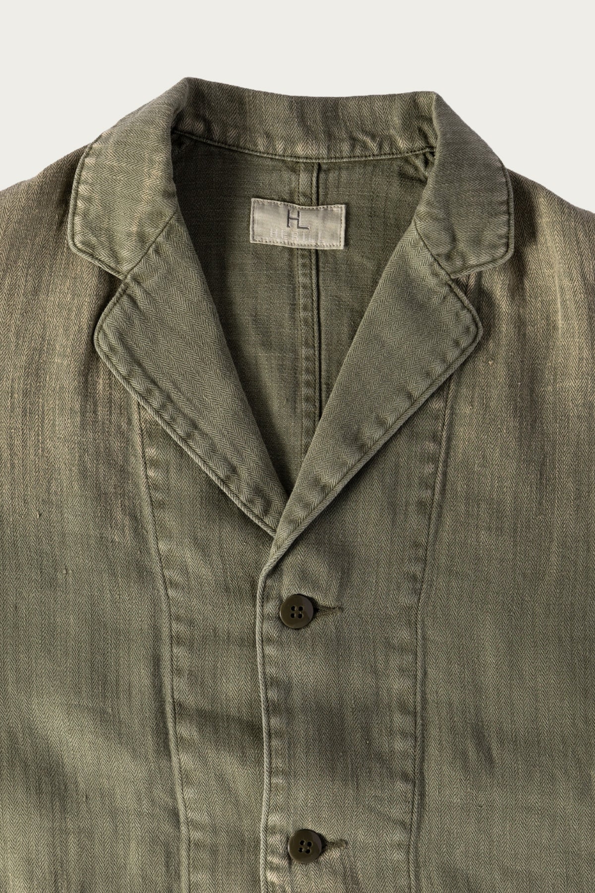 Herill - HBT Linen Work Jacket - Olive Drab - Canoe Club