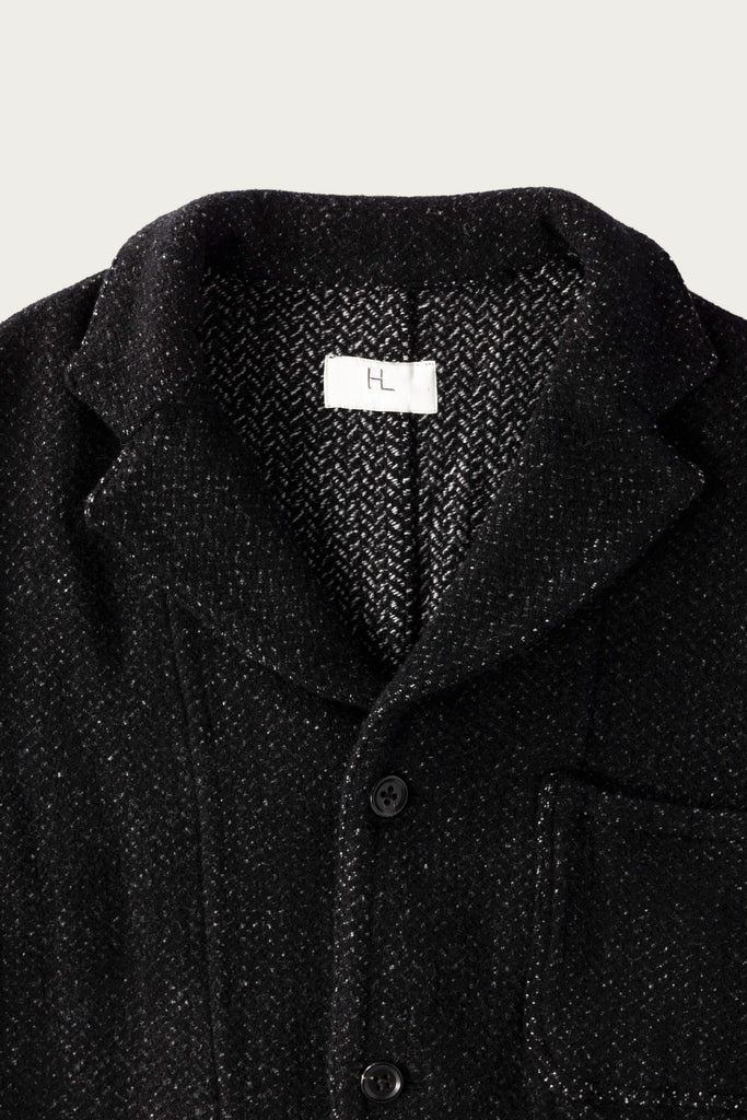 Herill - Herringbone Work Jacket - Black Wool - Canoe Club