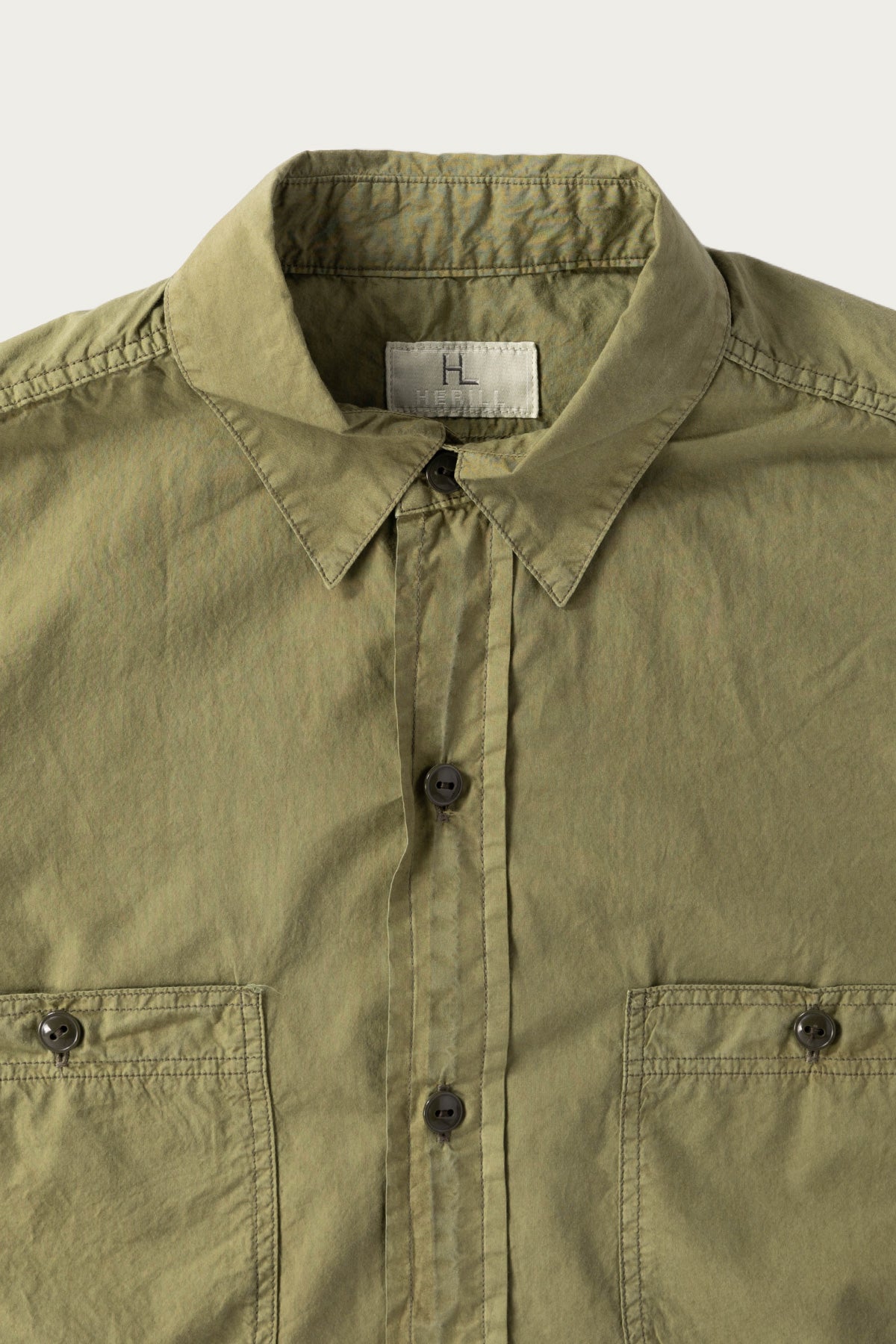 Herill U.S.N. Cotton Poplin Shirt | Olive Drab | Canoe Club