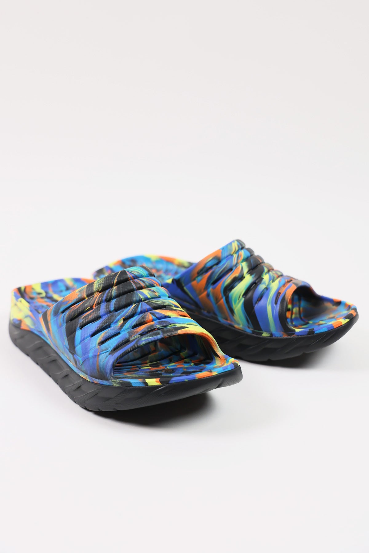 HOKA - Ora Recovery Slide Swirl - Black/Diva Blue - Canoe Club