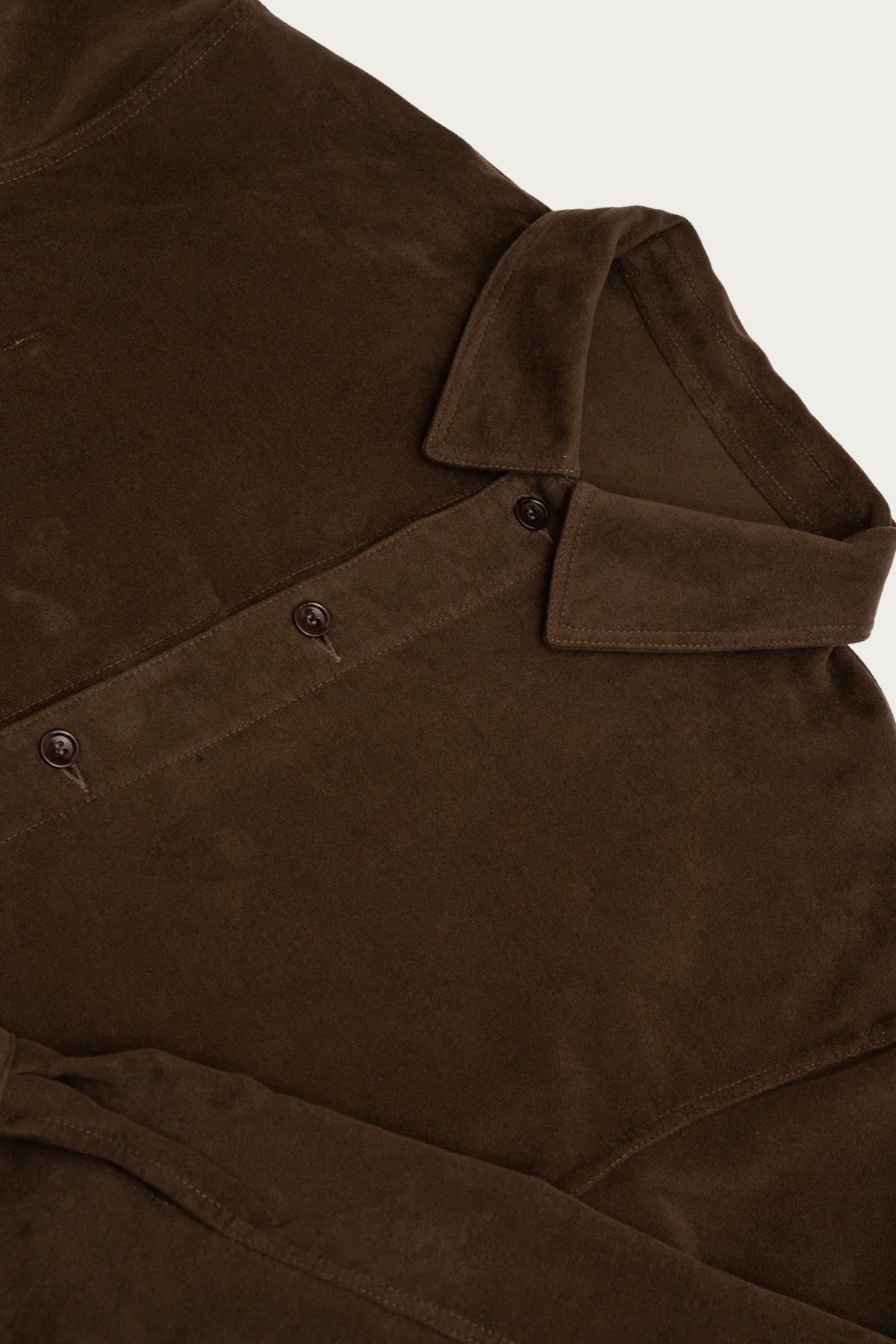 James Coward - Signal Shirt - Dark Brown Cotton Moleskin - Canoe Club
