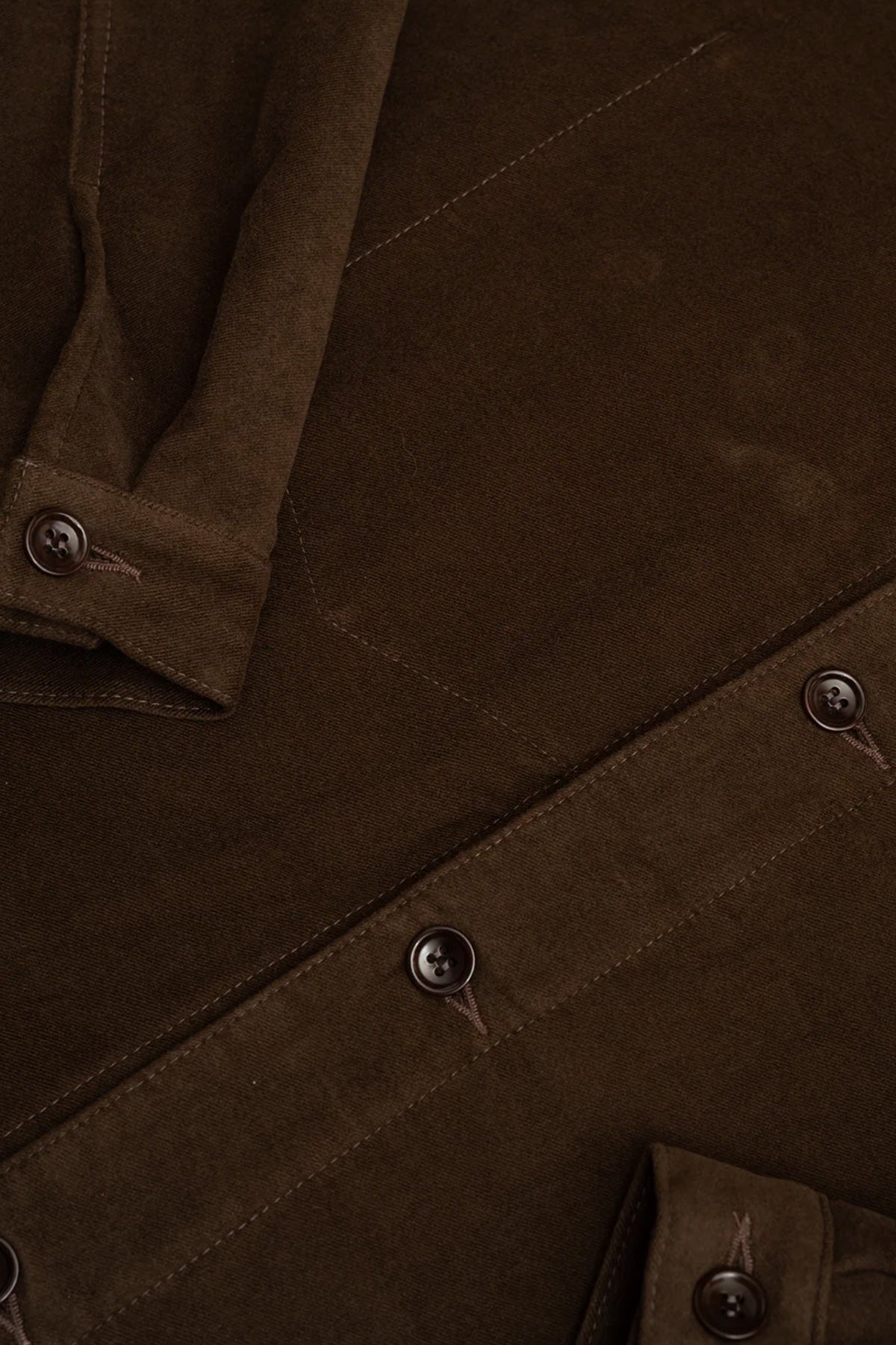James Coward - Signal Shirt - Dark Brown Cotton Moleskin - Canoe Club