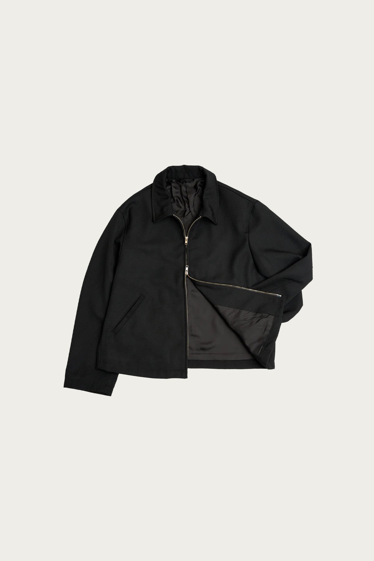 James Coward - Site Jacket - Black Heavyweight Wool Gabardine - Canoe Club