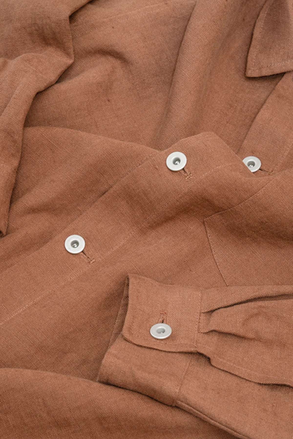 James Coward - Travail Shirt - Corsica Brown Welterweight Belgian Linen - Canoe Club