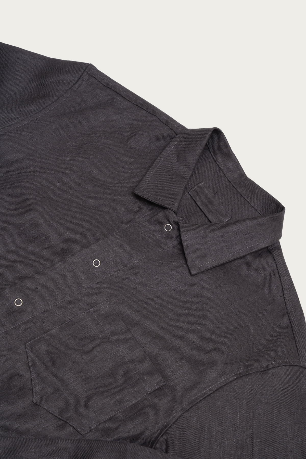 James Coward - Workshop Shirt - Charcoal Piece Dyed Linen/Gabardine - Canoe Club
