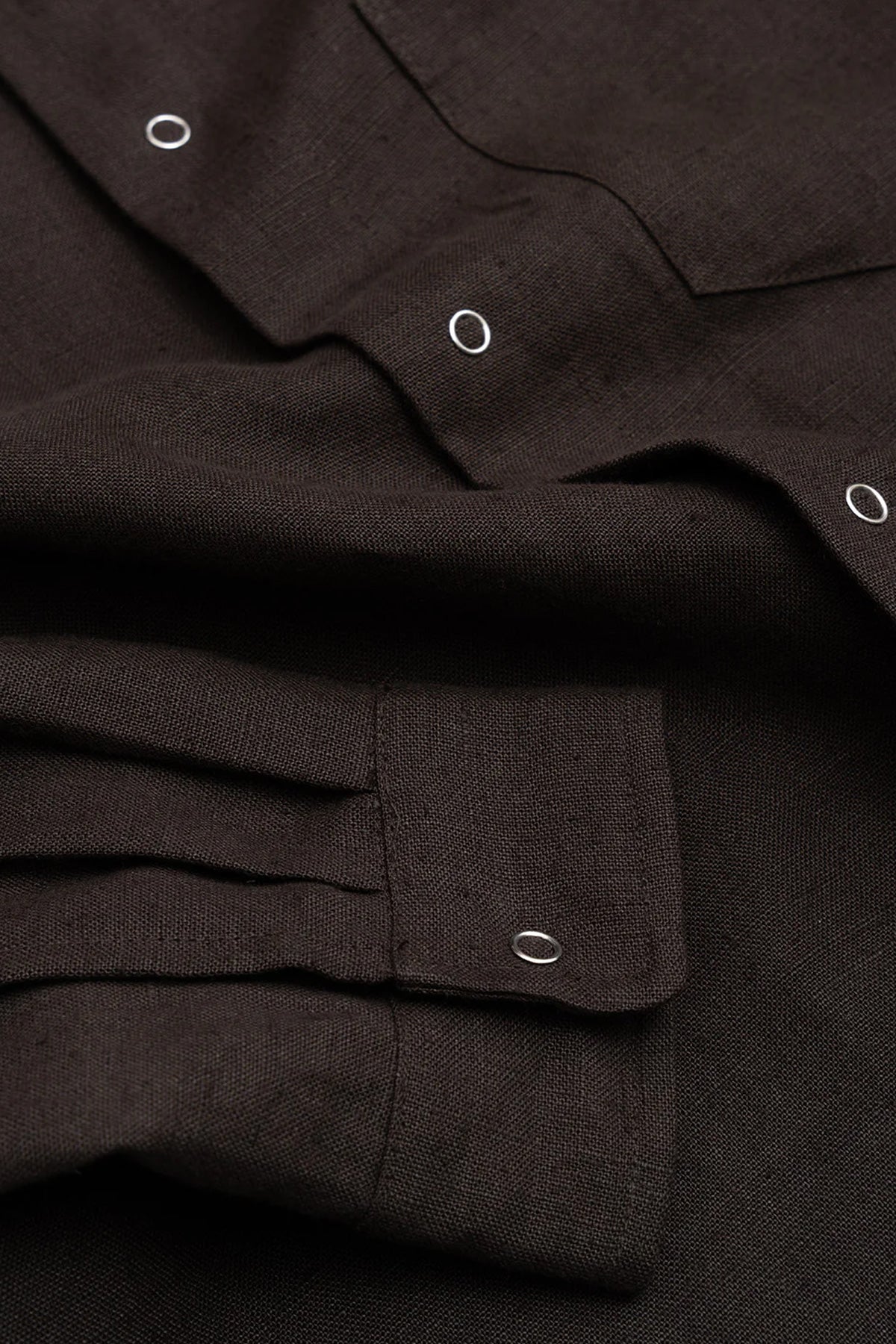 James Coward - Workshop Shirt - Dark Brown Welterweight Belgian Linen - Canoe Club