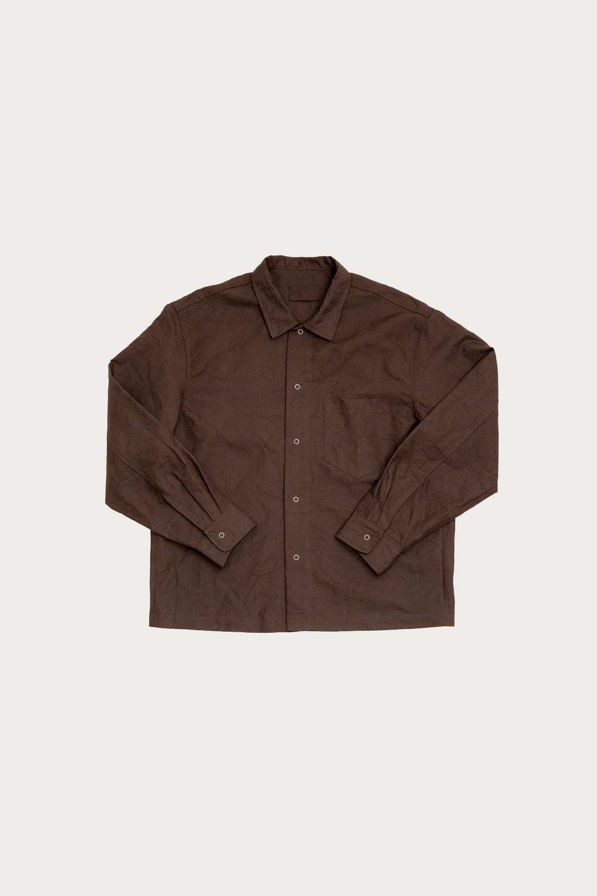 James Coward - Workshop Shirt - Dark Brown Linen Washi - Canoe Club