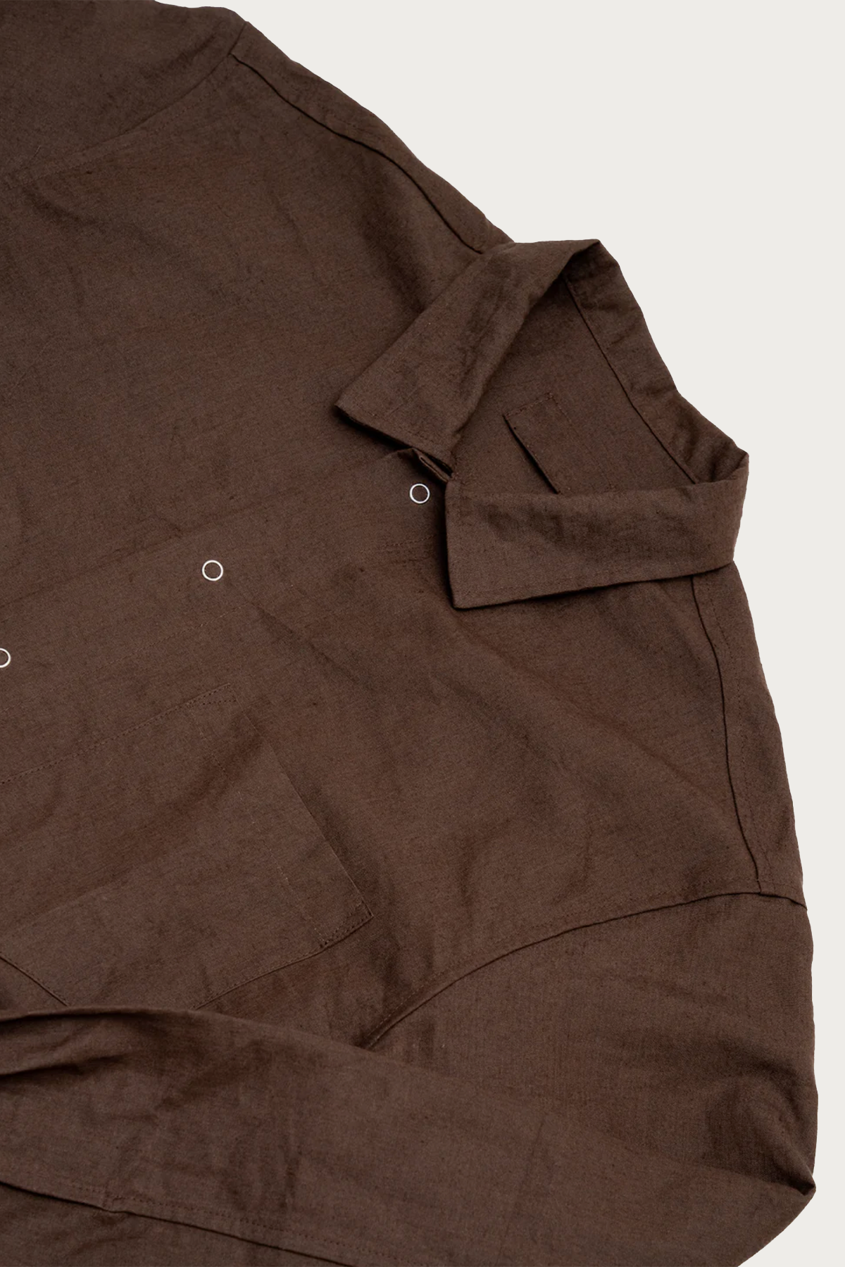 James Coward - Workshop Shirt - Dark Brown Linen Washi - Canoe Club