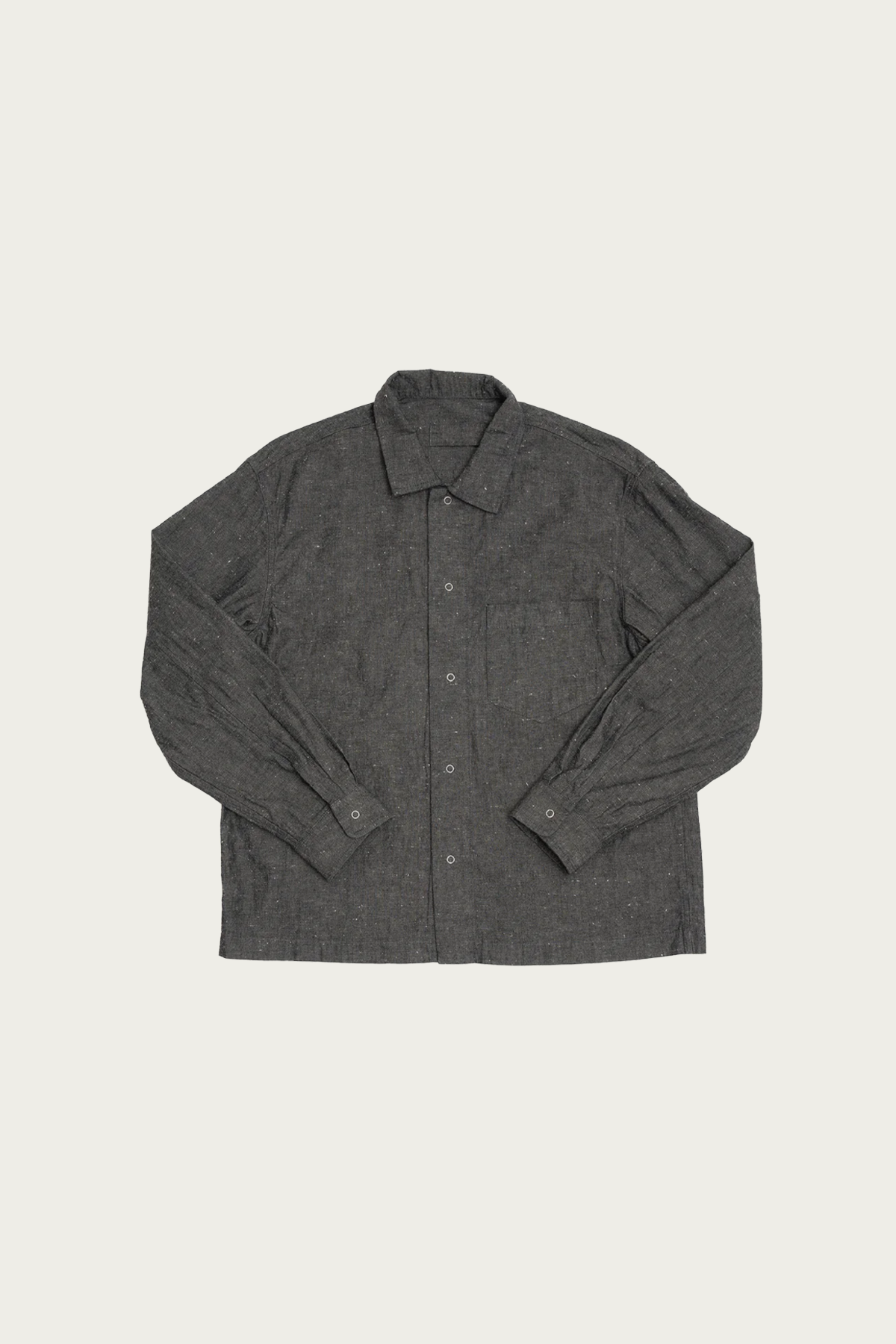 James Coward - Workshop Shirt - Grey Brown Cotton/Linen Chambray - Canoe Club