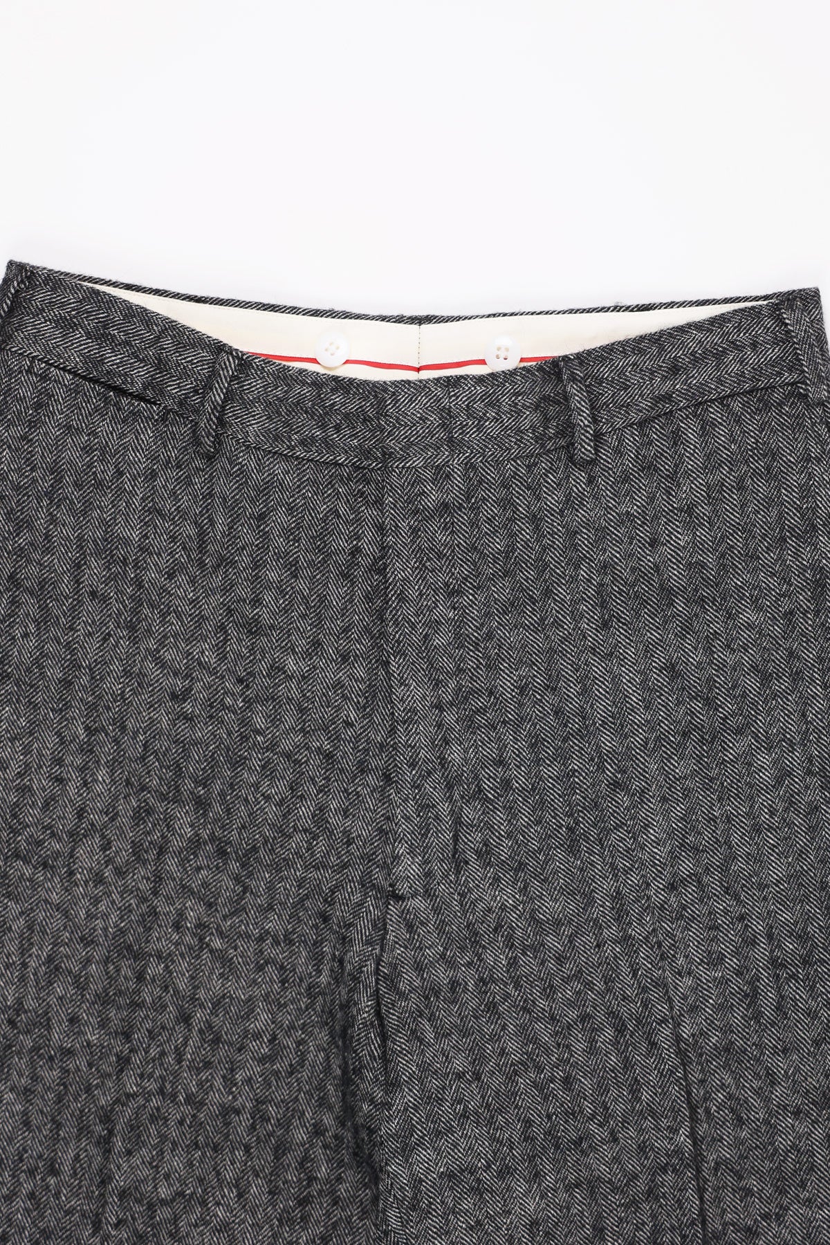 J. Press - Piped Stem Pants - Gray Herringbone Tweed - Canoe Club