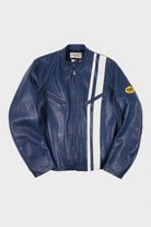 Junya Watanabe - Oiled Leather Racing Jacket - Blue - Canoe Club
