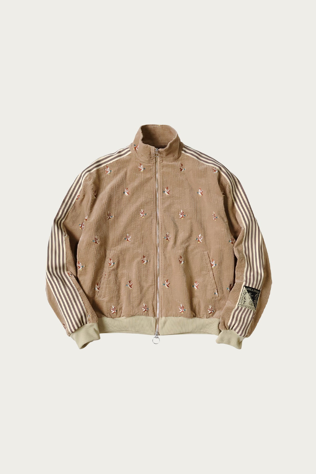 Kapital - 11W Stretch Corduroy DUCK Embroidery Track JKT (Banner Stripe) - Gold/Beige - Canoe Club