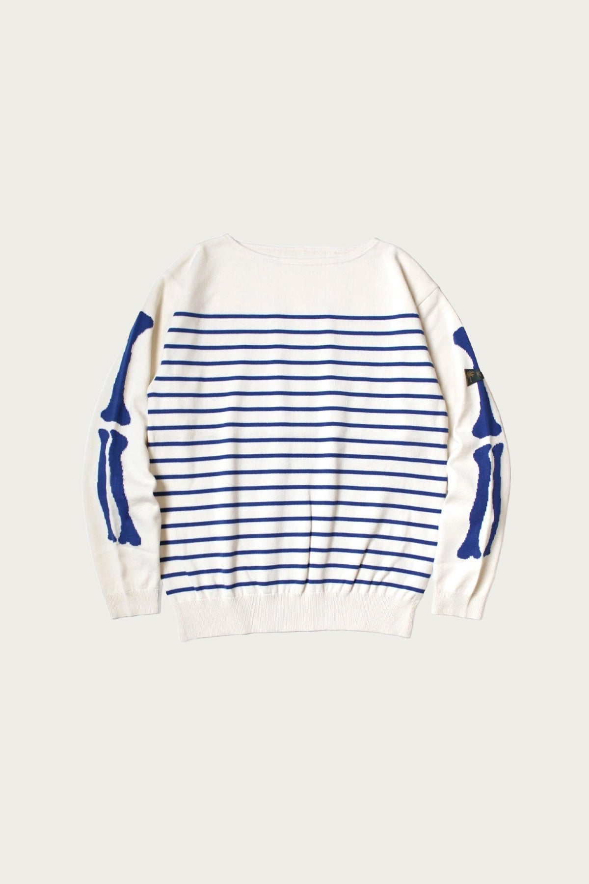 Kapital - 12G Panel Stripe Knit Boat-Neck Sweater (BONE Sleeve) - Navy Blue - Canoe Club