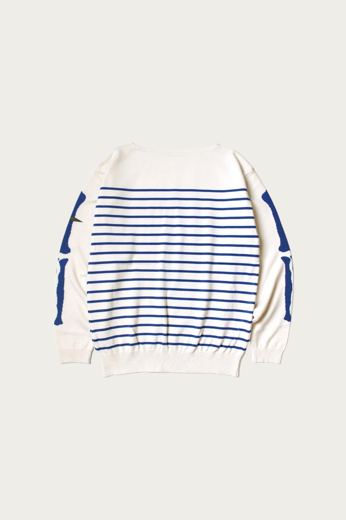 Kapital - 12G Panel Stripe Knit Boat-Neck Sweater (BONE Sleeve) - Navy Blue - Canoe Club