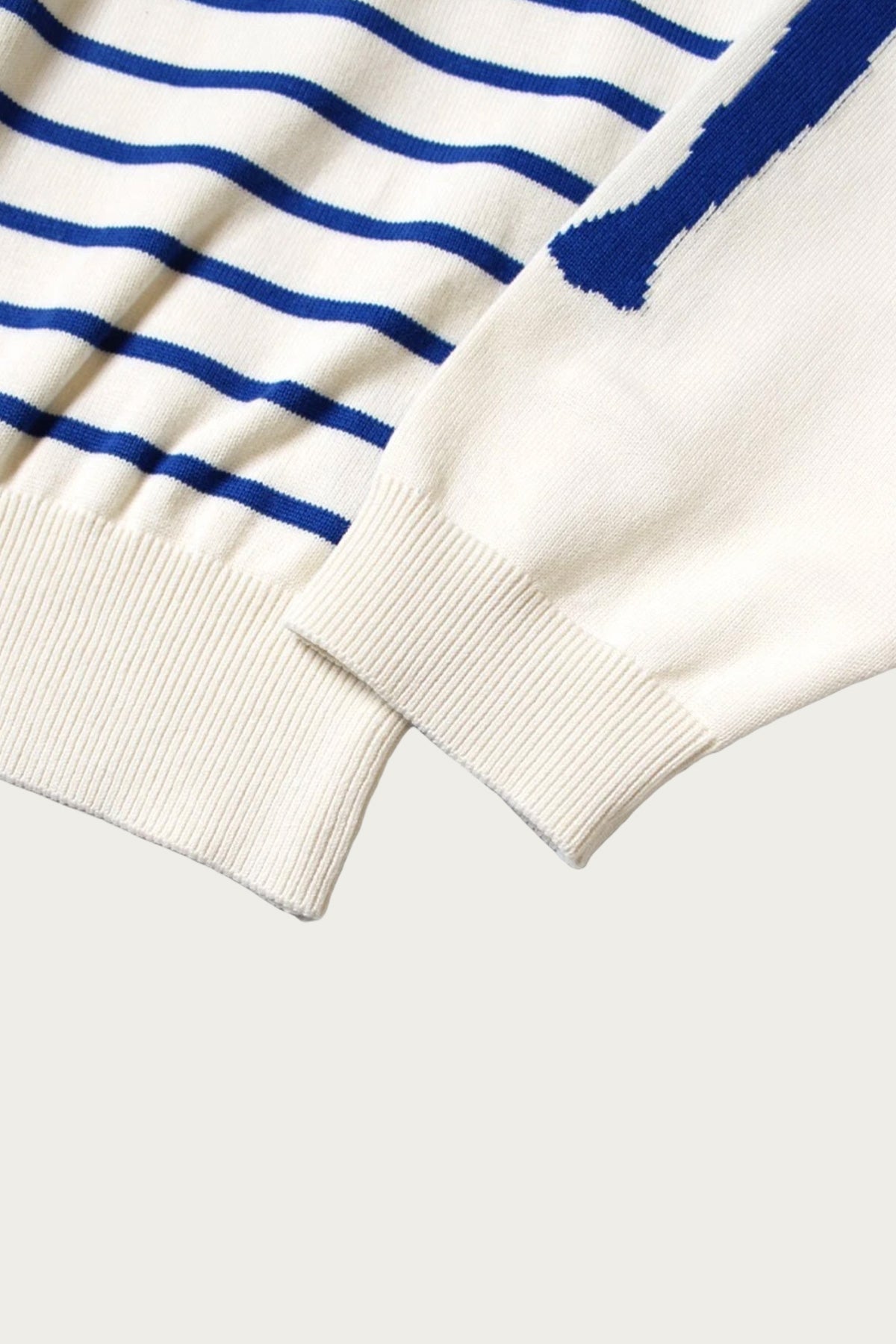 Kapital - 12G Panel Stripe Knit Boat-Neck Sweater (BONE Sleeve) - Navy Blue - Canoe Club