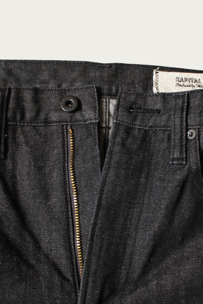 Kapital - 14oz BLK Denim 5P MONKEY TH (ZIP Ver.) - Black - Canoe Club