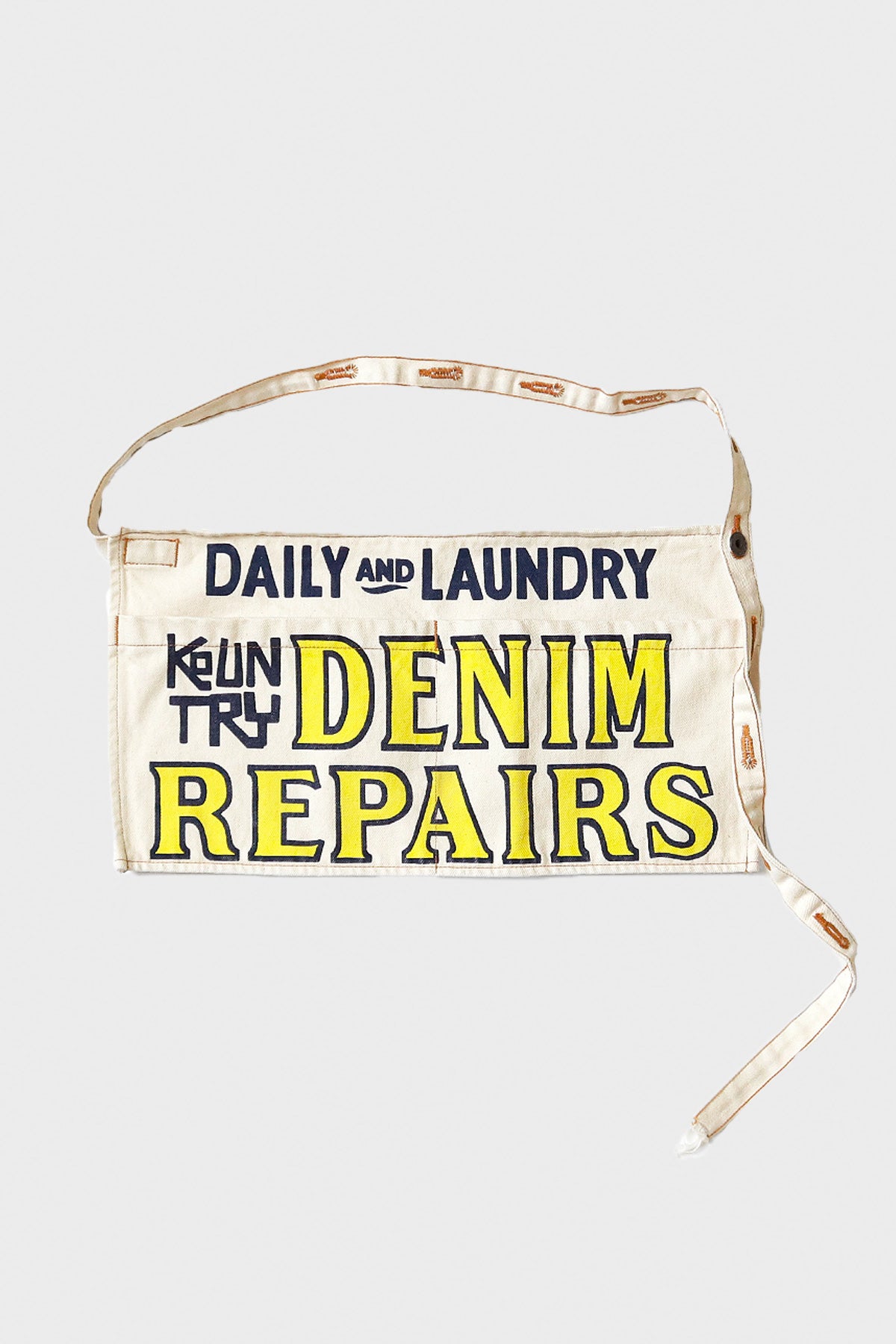 Kapital 14oz White Denim Short AD Apron (DENIM REPAIRS) | Natural