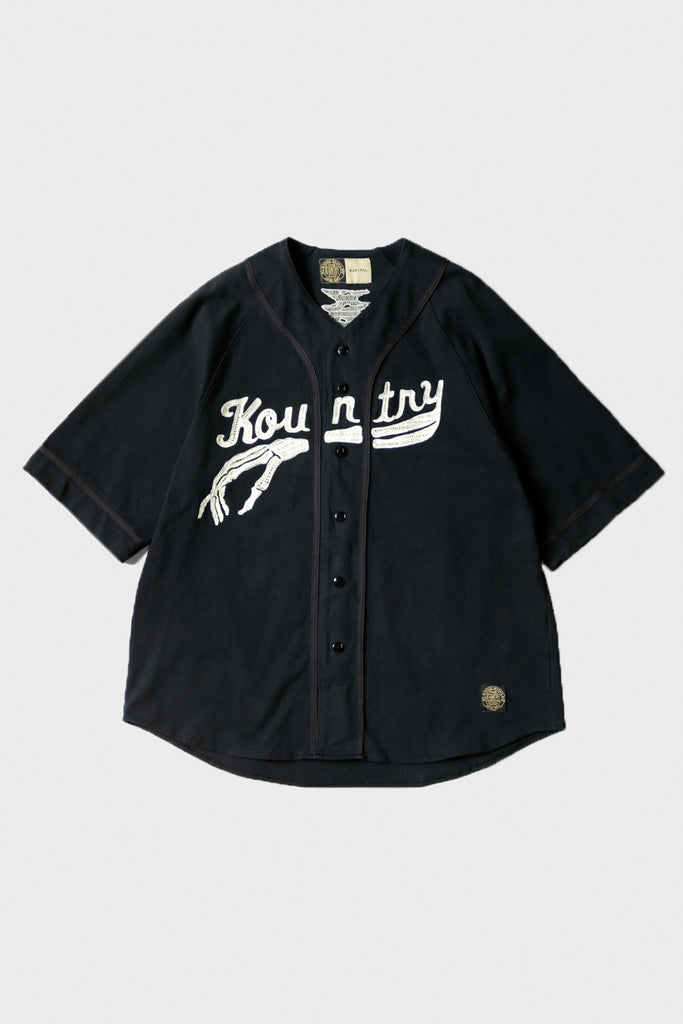 Kapital - 16/-Densed Jersey Baseball Shirt (BONE) - Black - Canoe Club