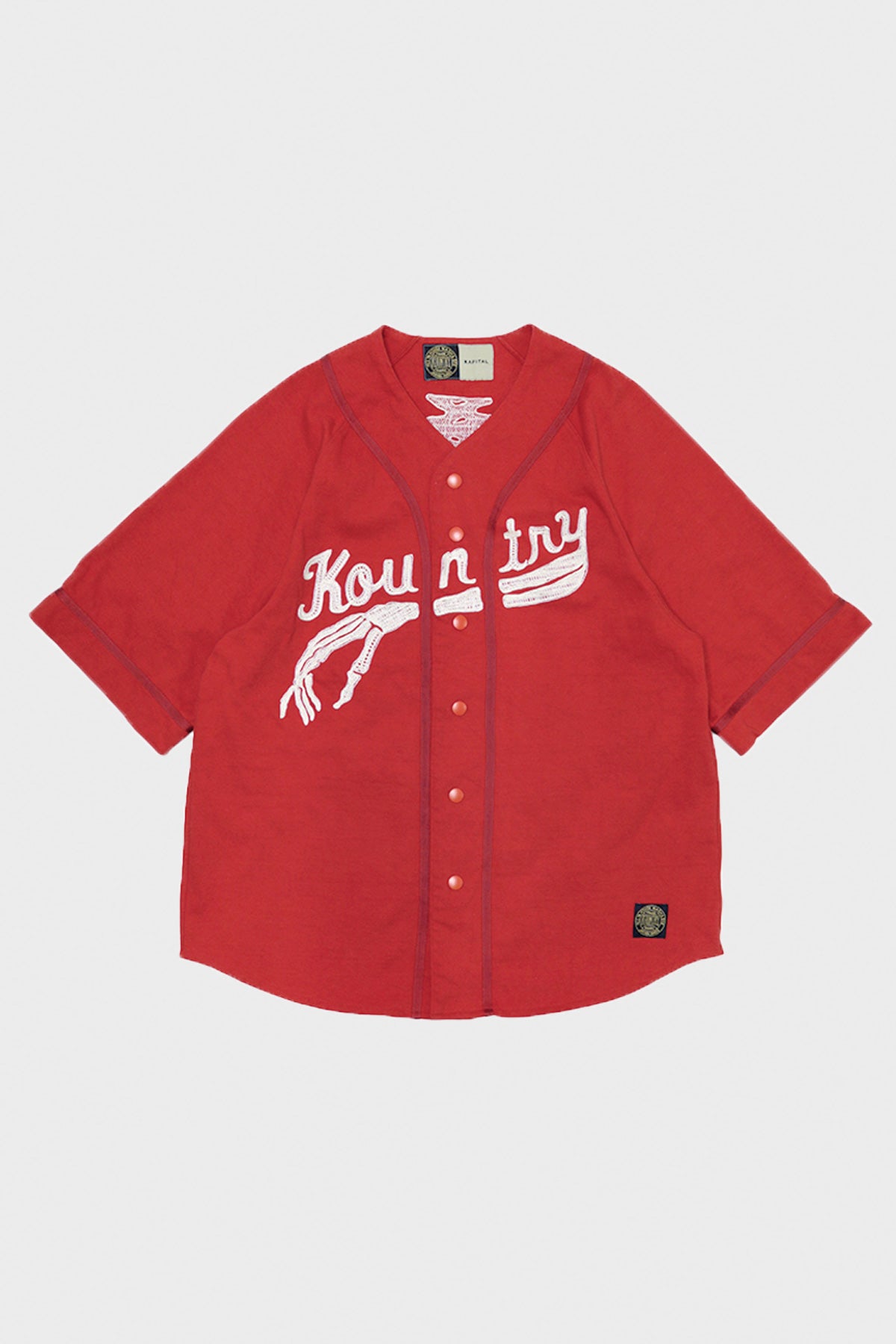 Kapital - 16/-Densed Jersey Baseball Shirt (BONE) - Red - Canoe Club