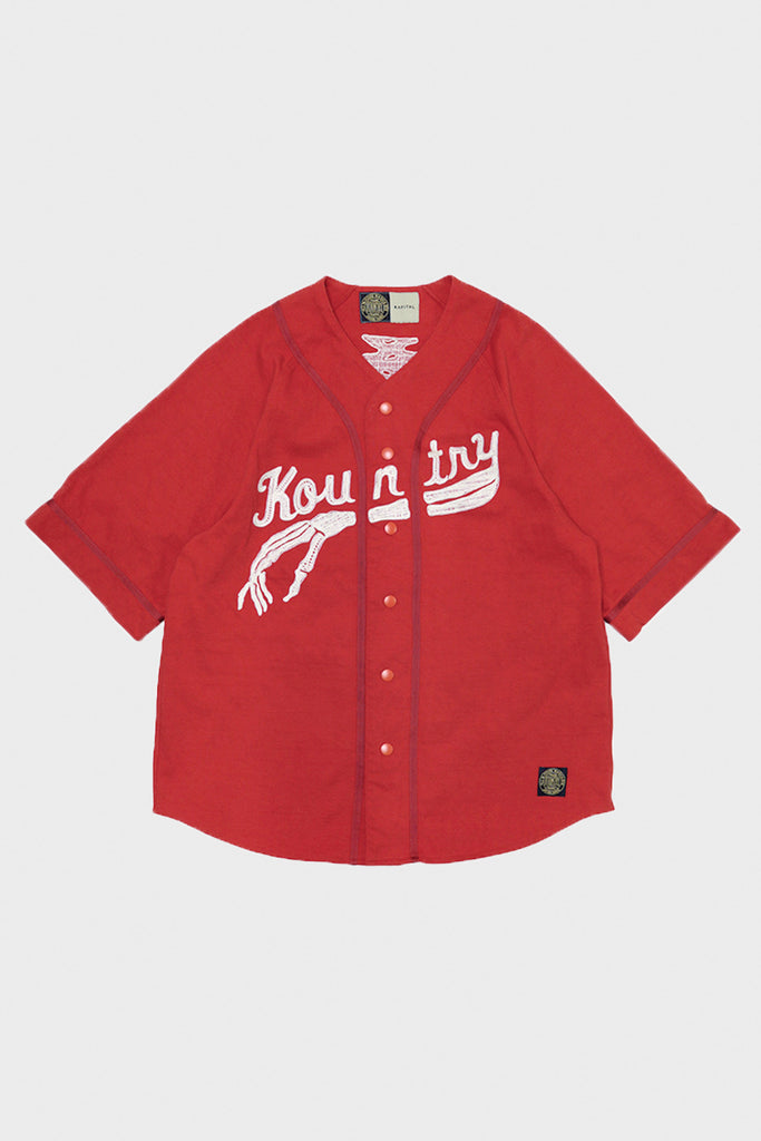 Kapital - 16/-Densed Jersey Baseball Shirt (BONE) - Red - Canoe Club