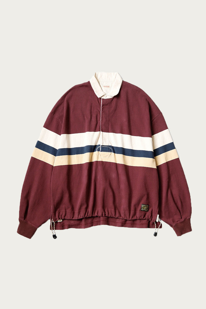 Kapital - 16/-Panel Stripe Jersey BIG Rugger Shirt - Red - Canoe Club