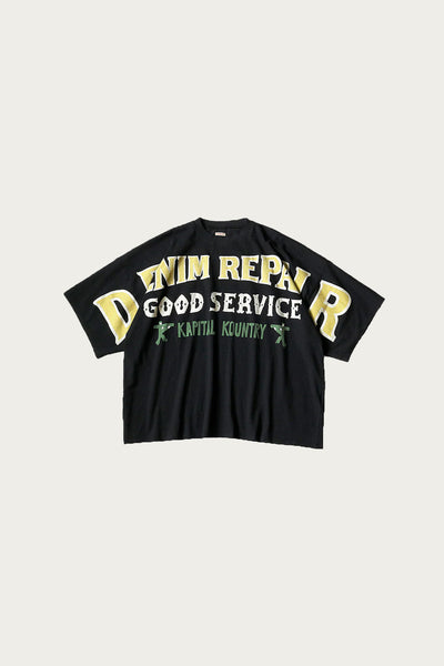 Kapital 18.5/- Jersey HUGE-T (DENIM REPAIR) | Black | Canoe Club