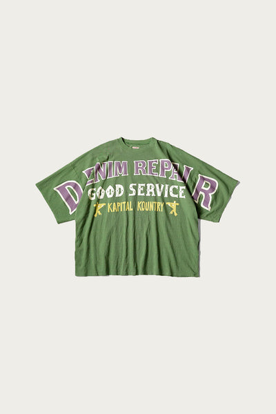 Kapital 18.5/- Jersey HUGE-T (DENIM REPAIR) | Green | Canoe Club
