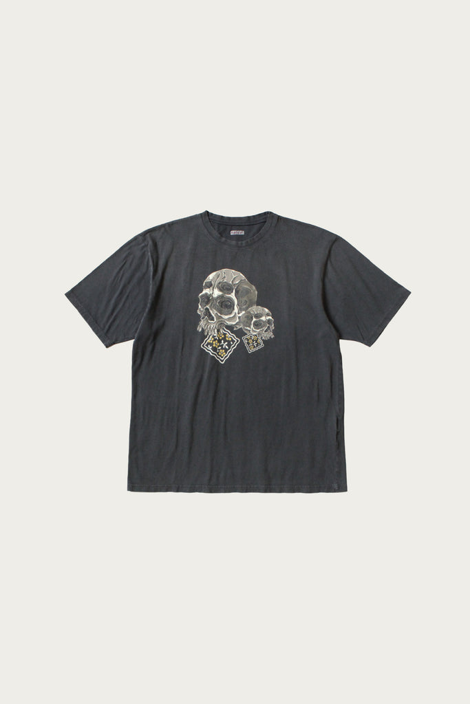 Kapital - 20/-Jersey Crew T (PECKISH Rain Skull) - Black - Canoe Club