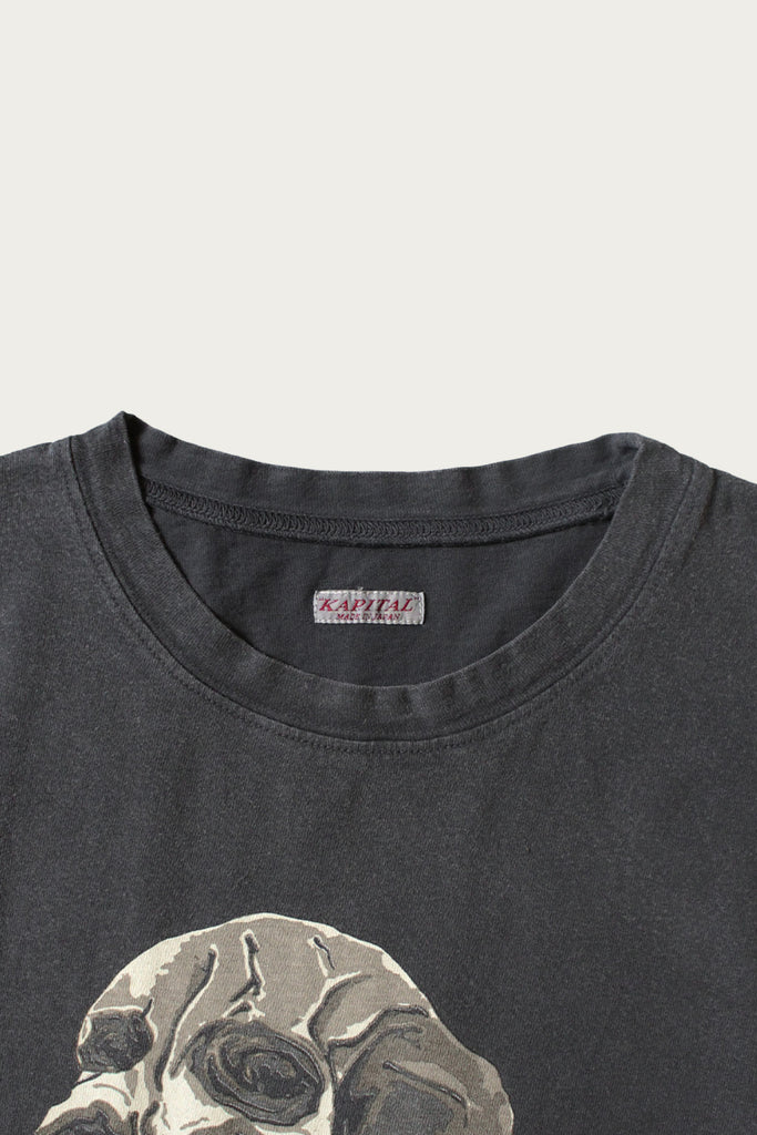Kapital - 20/-Jersey Crew T (PECKISH Rain Skull) - Black - Canoe Club