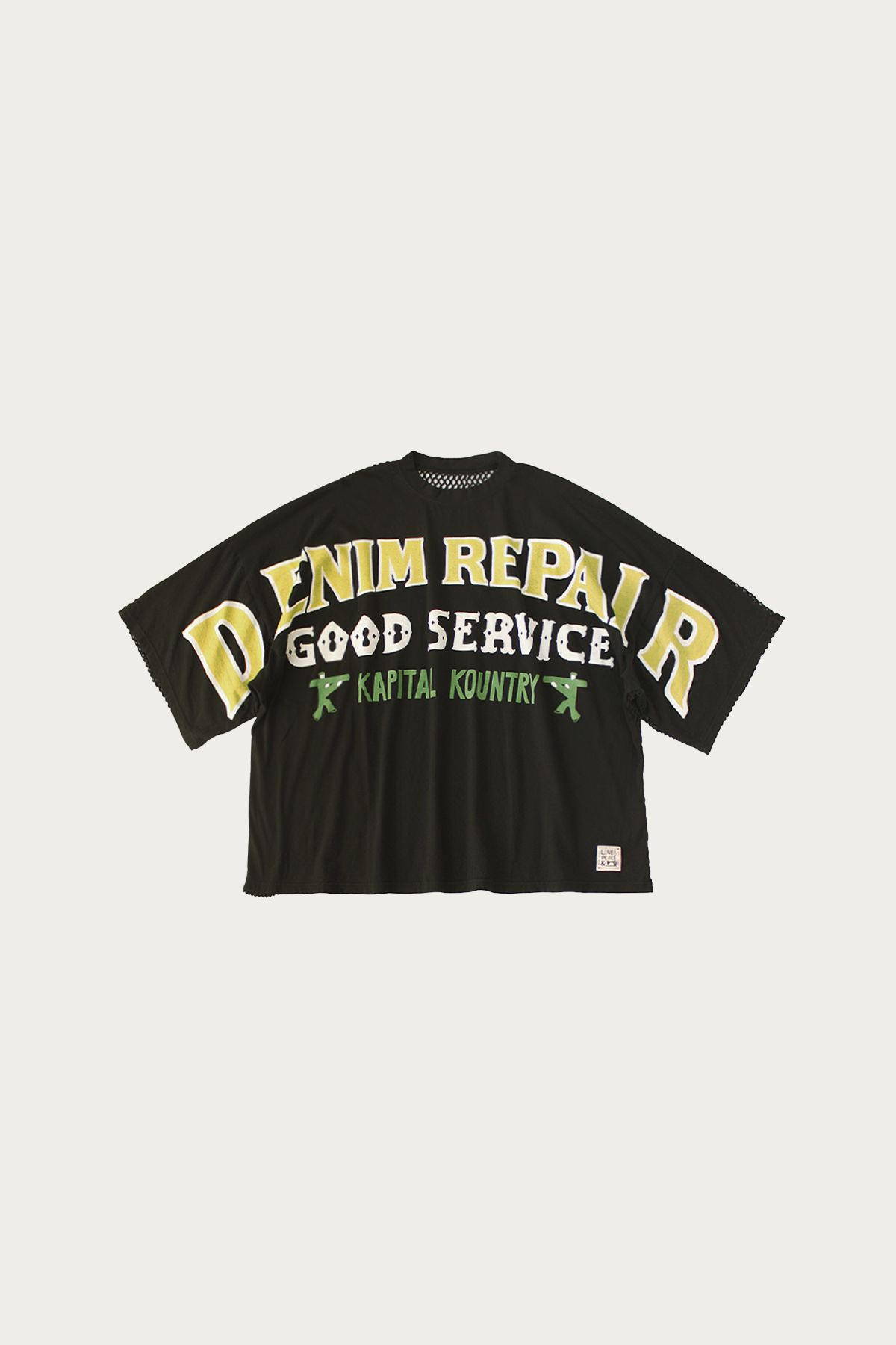 Kapital - 20/-Jersey KATABIRA HUGE-T (DENIM REPAIR) - Black - Canoe Club